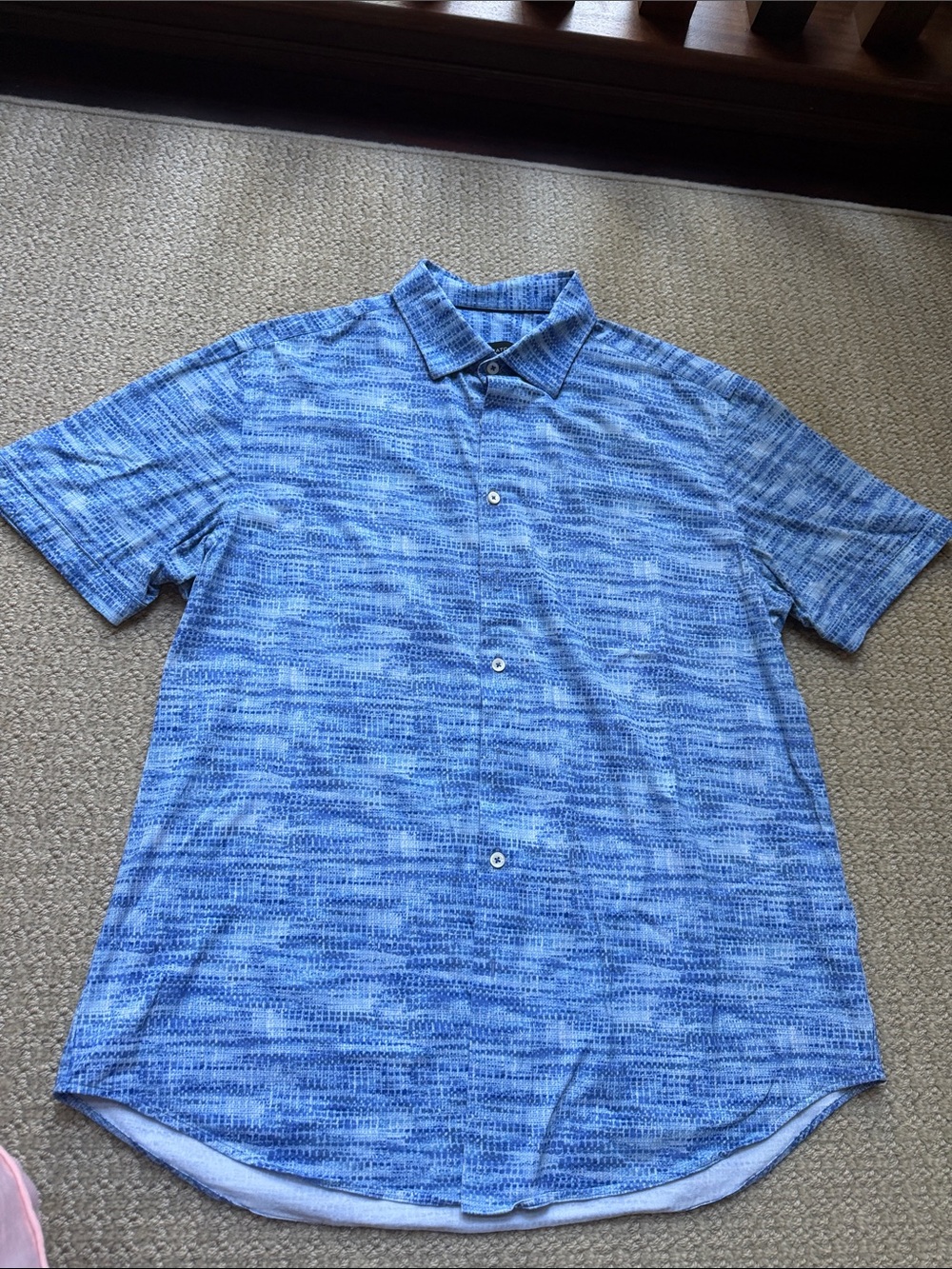 Bugatchi Miles Abstract Print OoohCotton Short Sleeve Shirt XL
